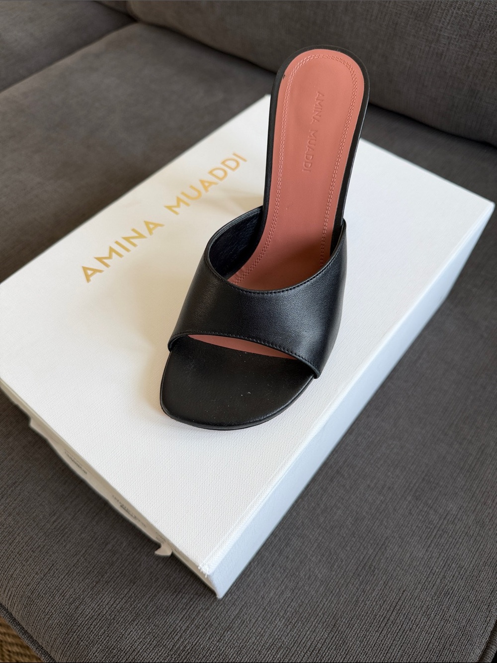 Amina Muaddi Black Brigette slipper Open-Toe Slide Mule